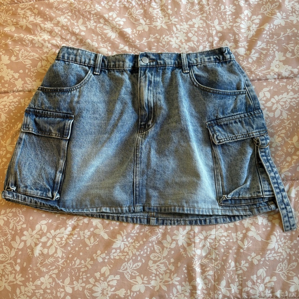SHEIN Blue Mini Cargo Skirt Casual